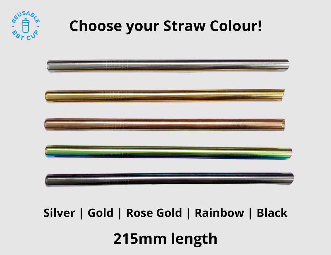 Stainless Steel Straw for Boba & Smoothie with Bamboo Case