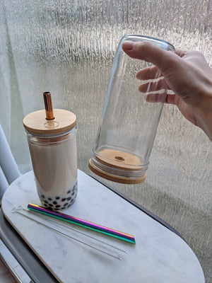 Bamboo Lid Reusable Bubble Tea Cup