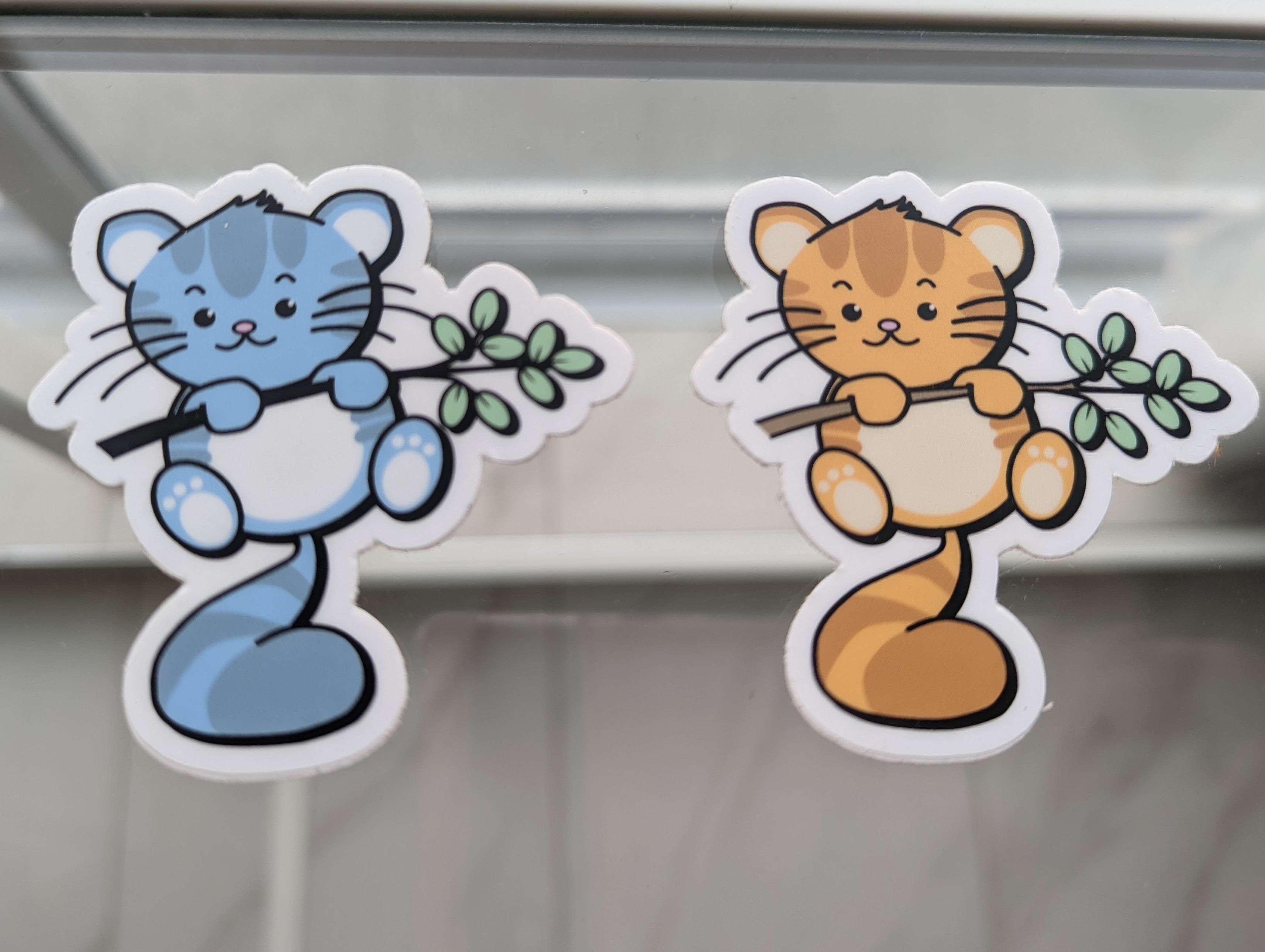 Opaque Dishwasher-Safe Sticker (Orange Cat, Blue Cat)