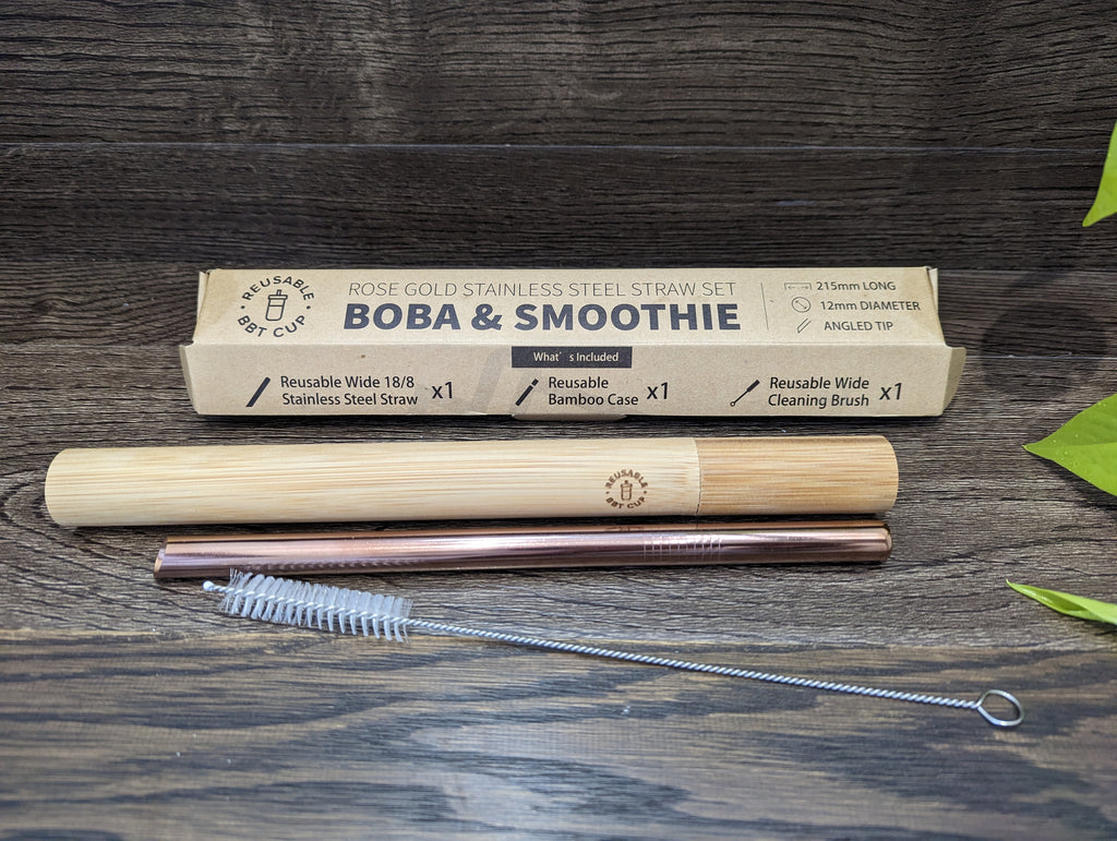 Imperfect Straw Case with Rose Gold Straw & Brush