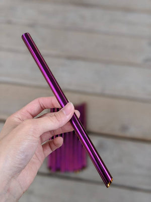 10 PACK: Imperfect Purple Stainless Steel Bubble Tea Straw