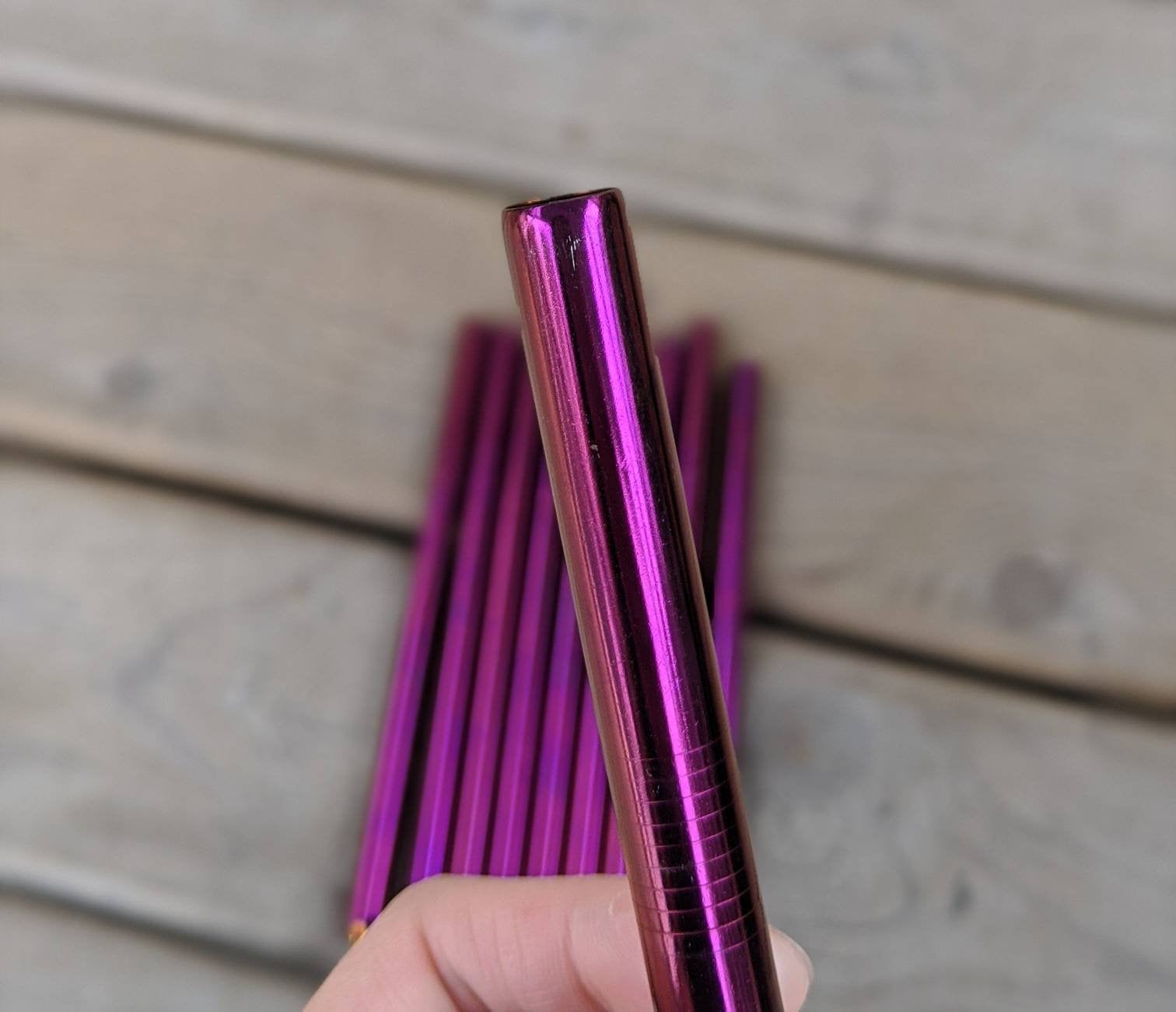 10 PACK: Imperfect Purple Stainless Steel Bubble Tea Straw